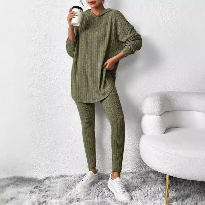 Fashion Casual Knitted Suits Long Pants Suits Women's T Shirts Sports Suits Fashion Elegant Casual Solid Two Piece Set Outfits