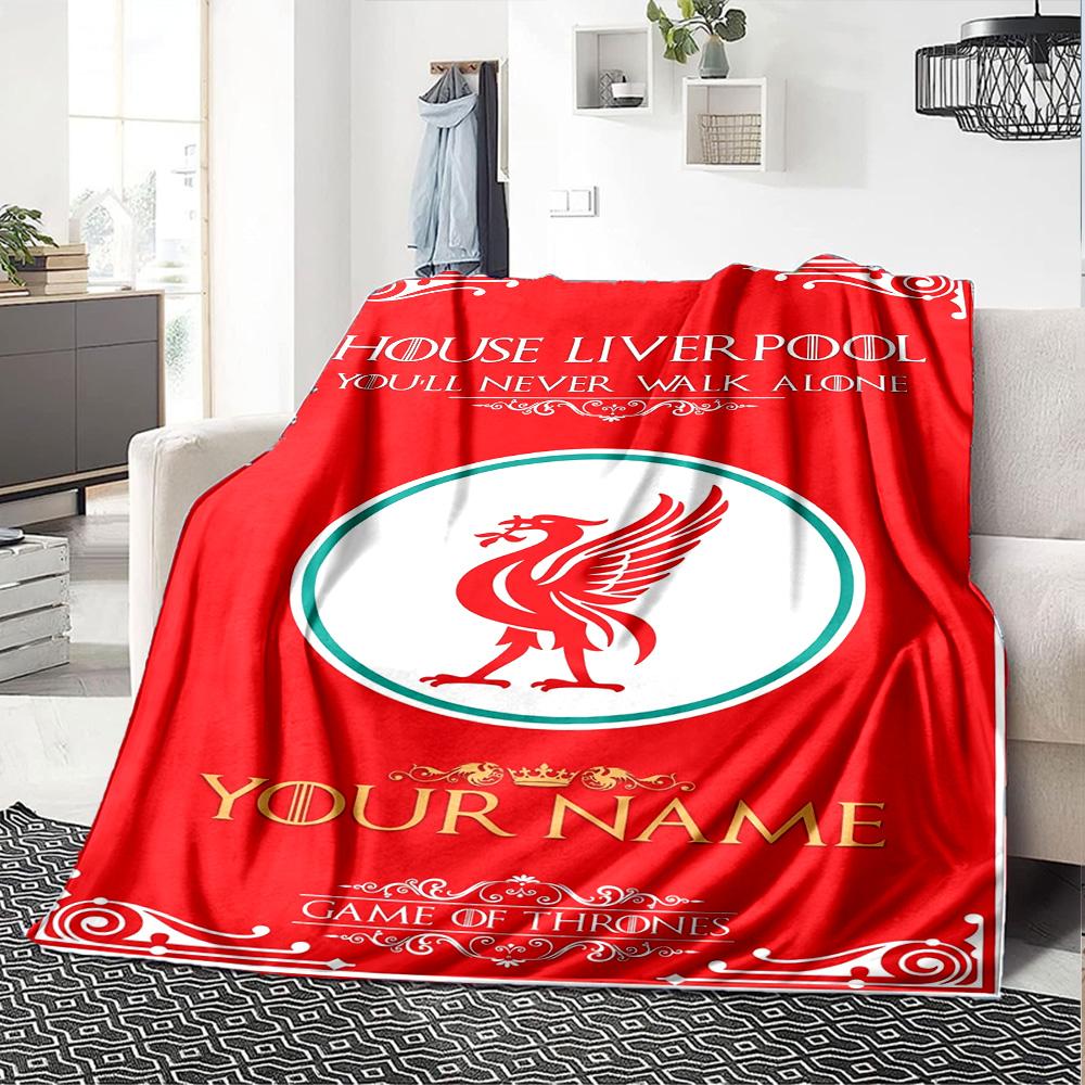 Liverpool Personalized Name Blanket Lightweight Customizable Blanket Durable Comfort Versatile for Picnics Sofa Couch Bedding Four Seasons Multipurpos