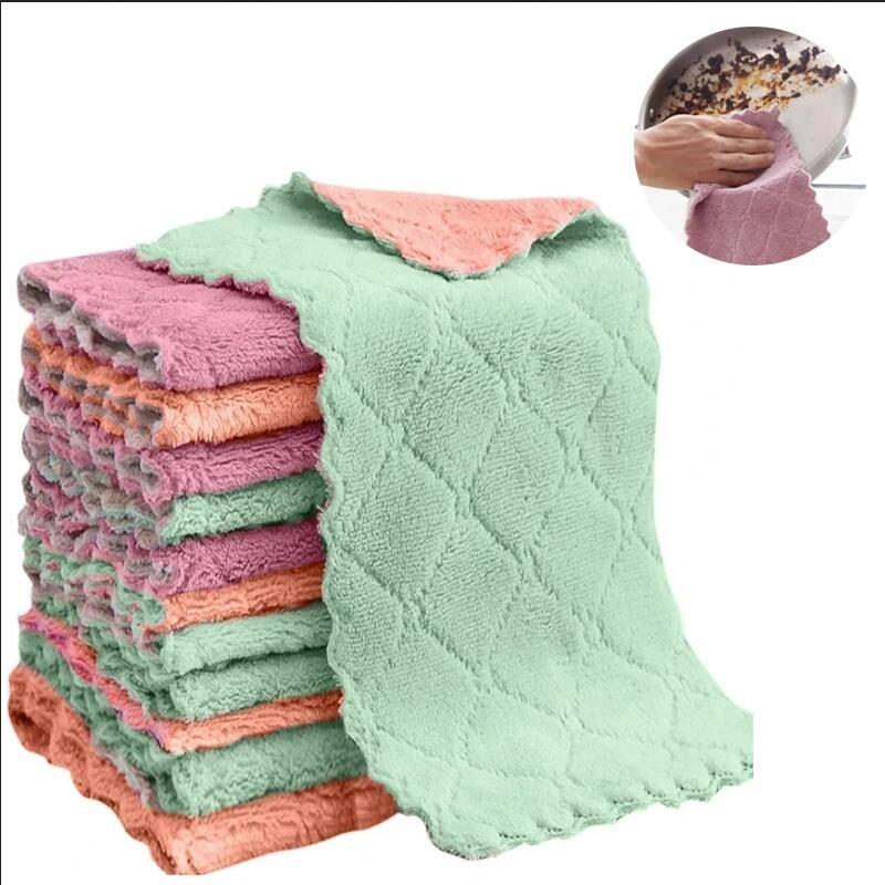 10/20pcs Dishwashing Cloth Kitchen Cleaning Wipes Household Multipurpose Absorbent Nonstick Oil Fiber Cleaning Cloth