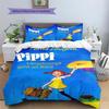 Pippi Longstocking Pattern Bedding,Quilt Set Quilt Cover Pillowcase Home Birthday Gift (1 * Duvet Cover + 2 * Pillowcase, Without Core)
