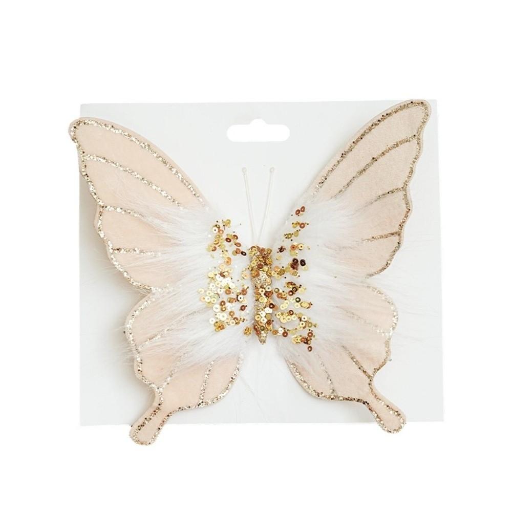 Sequin Bead Butterfly Ornament Fluff Hair Xmas Hanger New Party Decor  Holiday Event