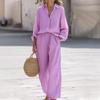 2 Pieces Women Sets Casual Lapel Long-sleeved Shirt+long Pants Cotton Linen Suit Sets Women's Clothing
