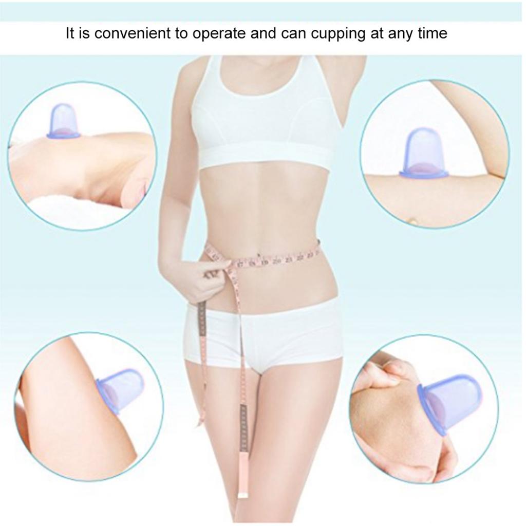 4pcs/set Silicone Vacuum Body Helper Anti Cellulite r Cups Cupping (Blue)