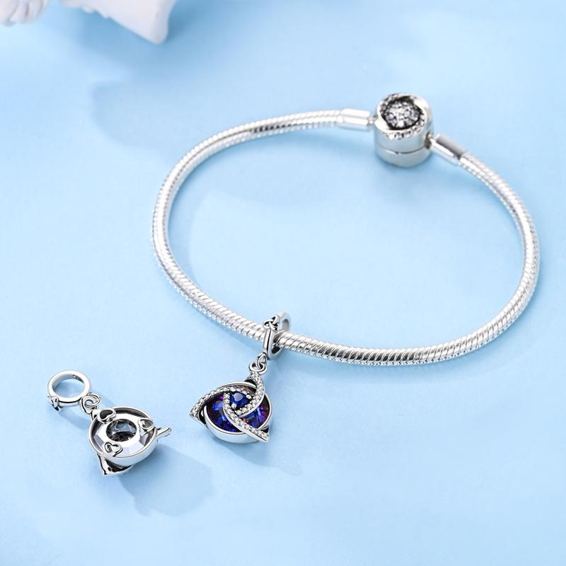 copper Blue Trinity Celtic Knot Angel Loop Pendant Charm Compatible With Authentic Charm Bracelets Women Do It Yourself Jewellery Gift