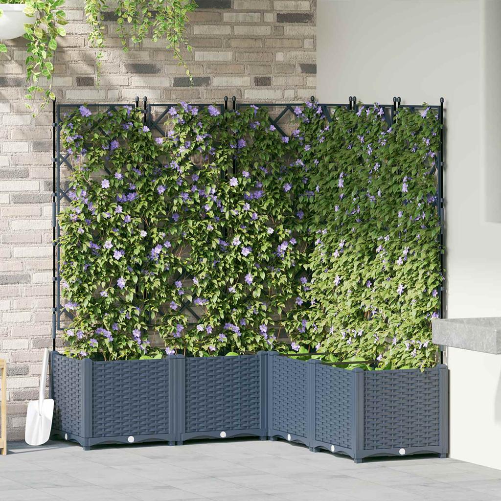 Garden Planter Set 5 Pcs Gray 120 X 120 X 143 Cm Plastic