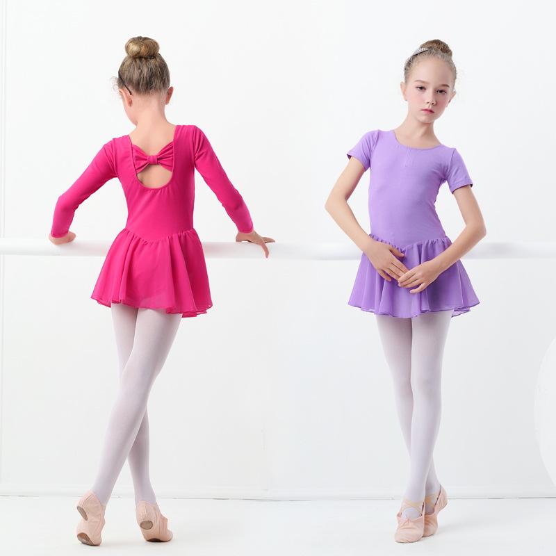 Szyfonowe stroje do tańca dla dzieci: Jednoczęściowa spódniczka do baletu i gimnastyki z body wyszczuplającym