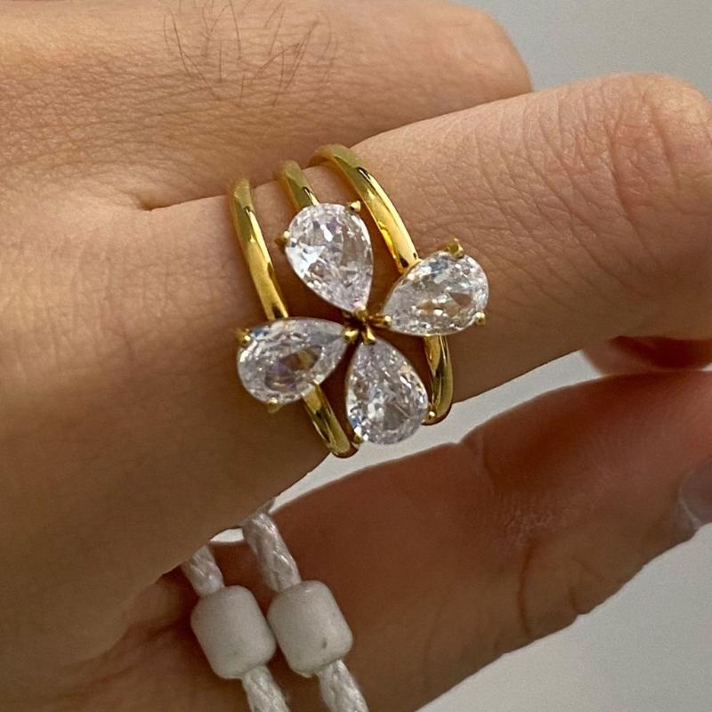 3pcs/Set Elegant 18K Gold Color Adjustable Size Threaded Ring Accessory Stylish Finger Accessories for Fashionistas