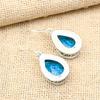 Attractive Blue Topaz Gemstone Handmade 925 Solid Sterling Silver Jewelry Earrings For Women