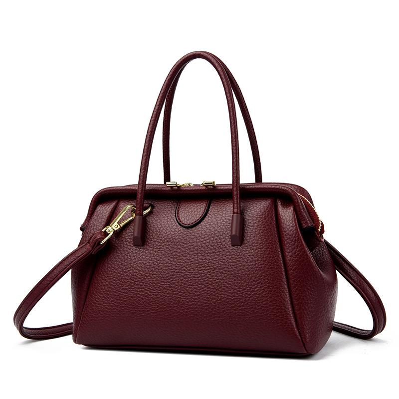 

Трендовая европейская и американская женская сумка-бостон большого объема, новая модная женская сумка 2025, высококлассная сумка для通勤 бордовый