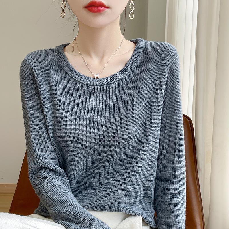 Round Neck Sweater Women's Autumn and Winter Slim Thin Long-sleeved Knitted Bottoming Shirt