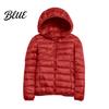 Polyester Lining Coat Pockets Zip-up with Hood Down Jacket Women Winter And Zipper Padded Warm