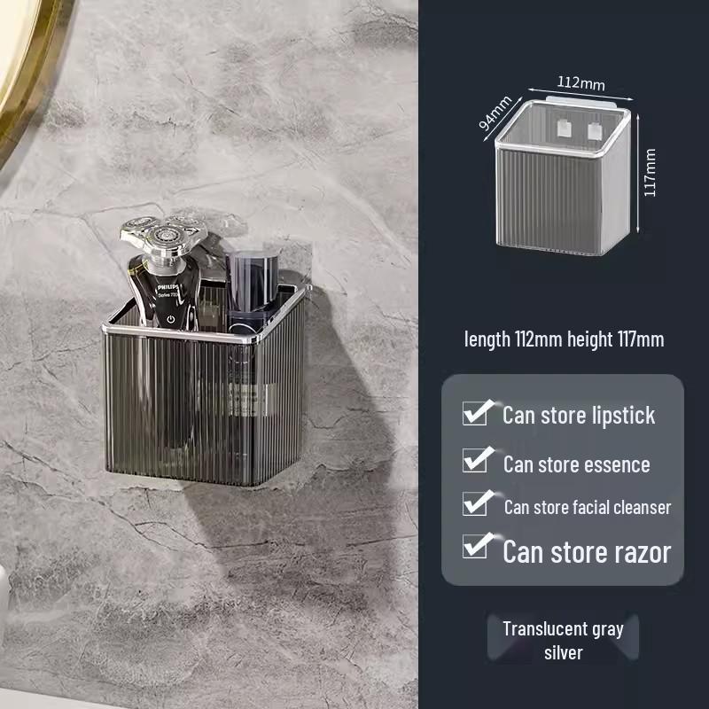 Lin Zhi Wall-Mounted Bathroom Organizer for Toothbrush, Toothpaste, and Comb (Punch-Free)