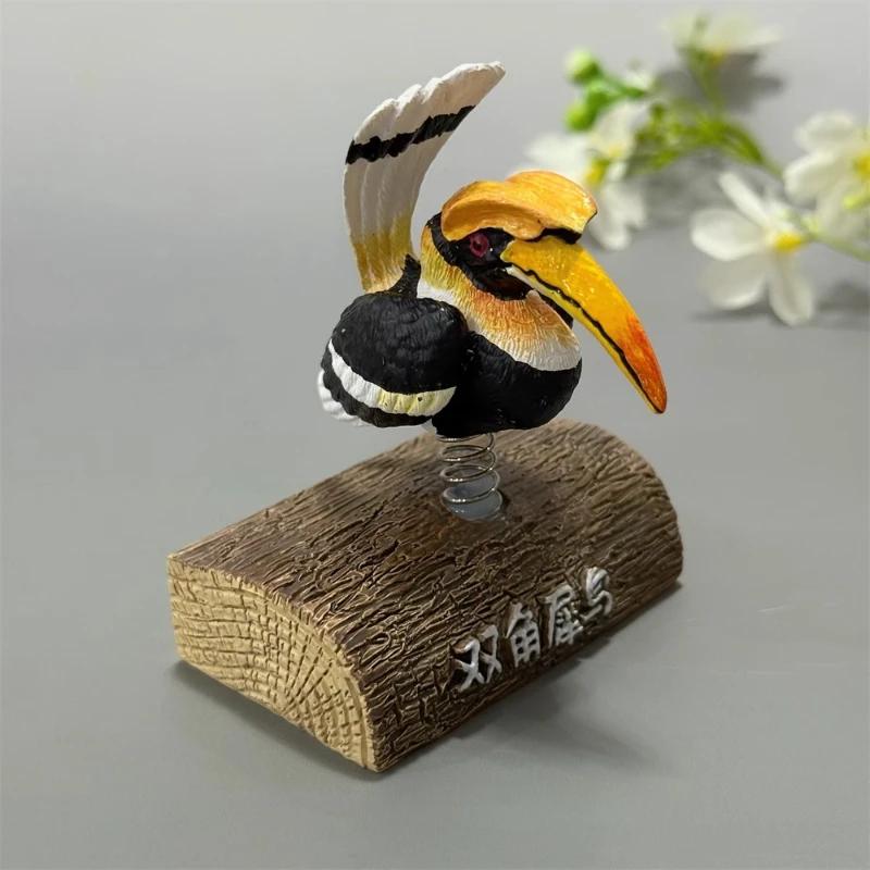 Creative Resin Bird Double Horned Hornbill Car Ornament Magnetic Refrigerator Sticker Home Decoration Crafts Home Accessories