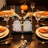 Decorative Napkin Organizer Halloween Wooden Holder, Cute Pastel Pumpkin Ghost Black Cat Tabletop Tissue Dispenser, Waterproof Holder