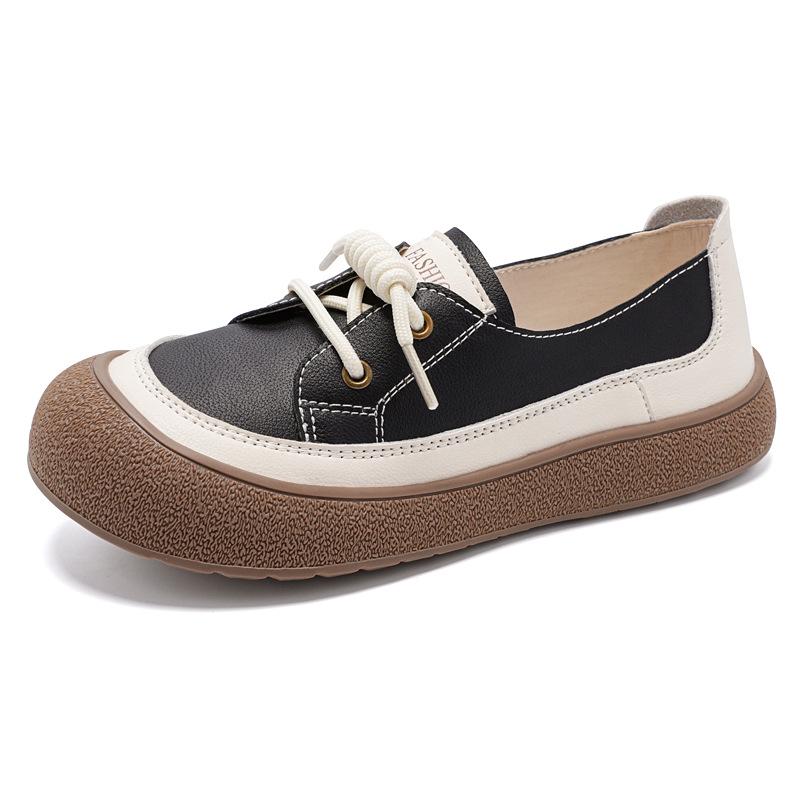 

2025 Stylish Retro Lace-up Women s Shoes - Comfortable, Non-slip, Breathable, Big Head Design for Spring and Autumn. 37 чорний