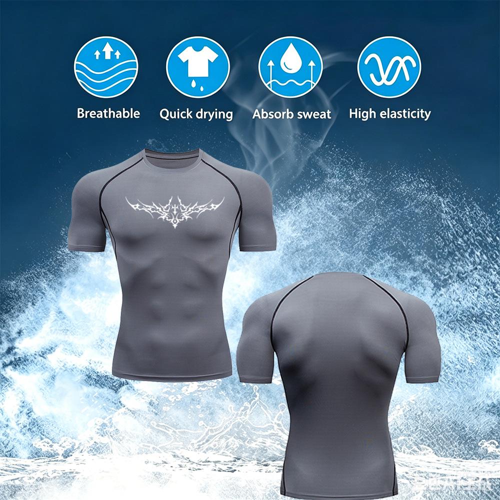 Y2K Men's Quick-Dry Compression Sports T-Shirt - Short & Long Sleeve, Breathable, High Elasticity