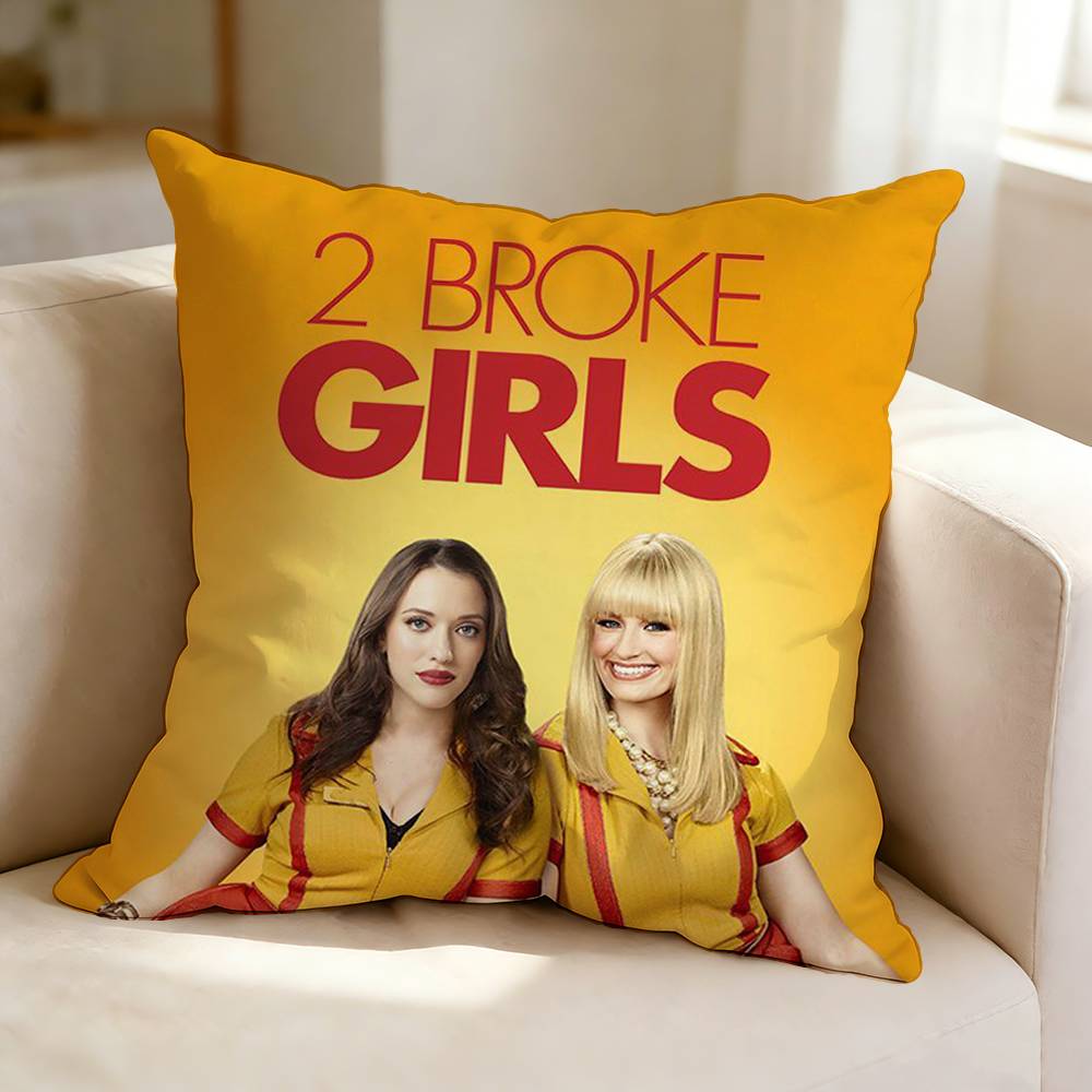 T-The sitcom 2 B-Broke Girls Square Double-Sided printed Pillow Case Bedroom Bedside Pillow Sofa Cushion Cover