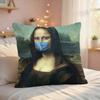 Mona Lisa Funny Abstract Cushion Cover Silky Short Plush Invisible Zipper Dustproof Sofa Pillow Case For Home Decor
