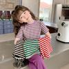 Girls' Short Sleeved T-shirt Striped Summer Children's Korean Summer Outfit Half Sleeved Girls' Thin Top T-shirt