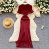 Simple Knitted Dress for Women's Summer Single-breasted Hollowed-out Slimming and Shaping Dress