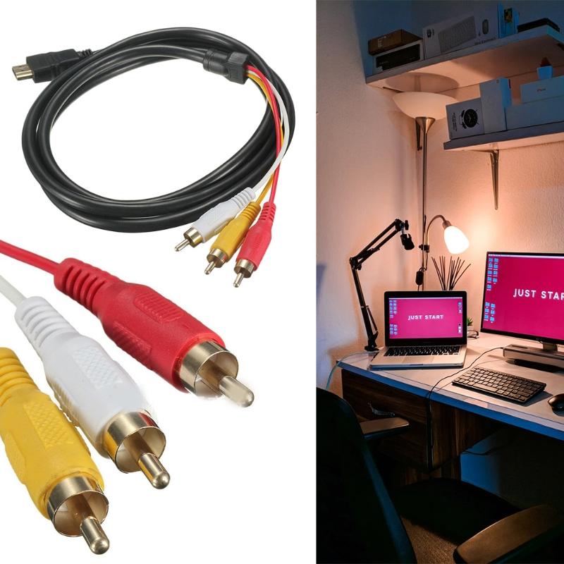 to RCA Cable, for HDMI Male to 3-RCA Male Video Audio AV Cable Connector Adapter Transmitter for HDTV,5ft/1.5m