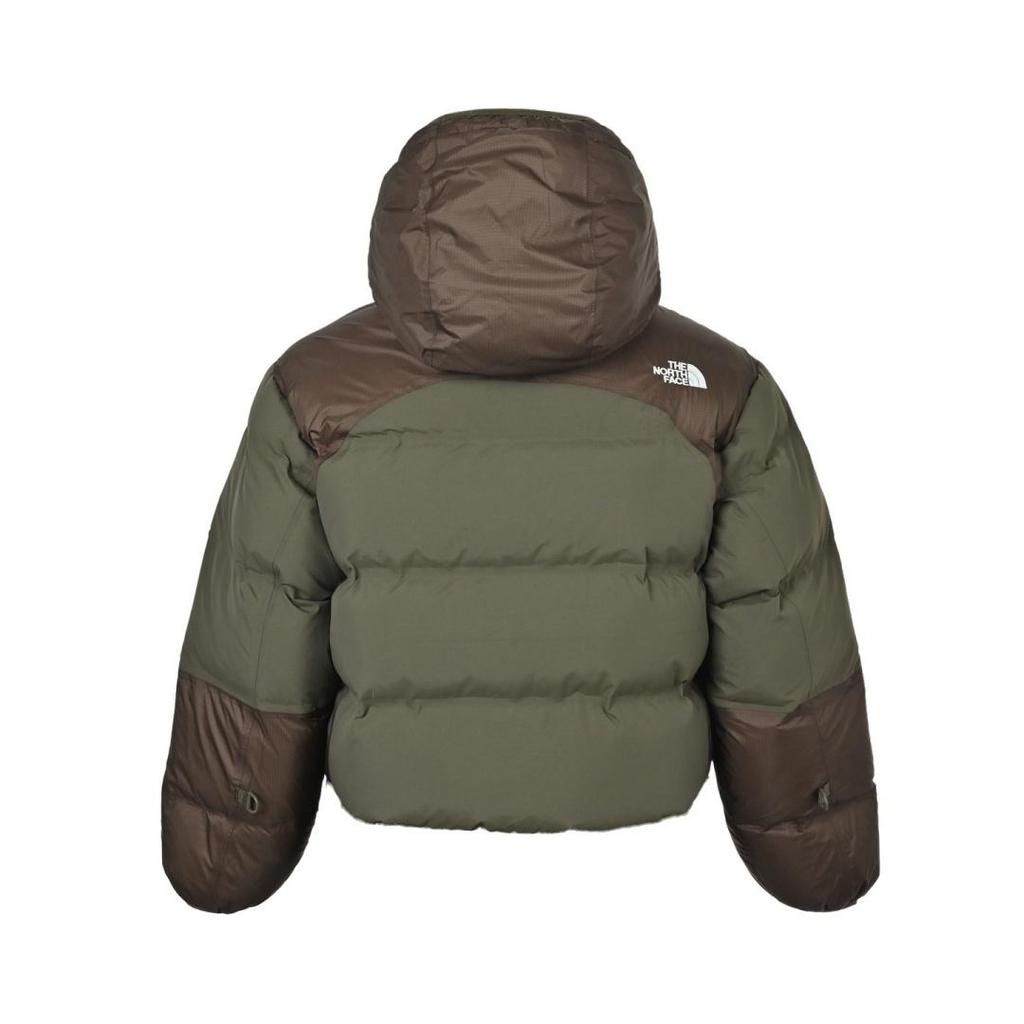 North Face Warm and Windproof Spliced Down Jacket for Women, Brown and Green