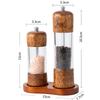 6/8Inch Manual Salt and Pepper Grinder,Solid Wood Spice Shaker Mill Tool With Base,Adjustable Ceramic Core Grinder Kitchen Tools