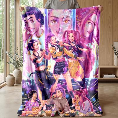 Manta de Franela Estampada Kpop Demon Hunters Suave Cálida Ligera Manta para Todas las Estaciones para Sofá Cama Camping Decoración del Hogar Regalo de Vacaciones