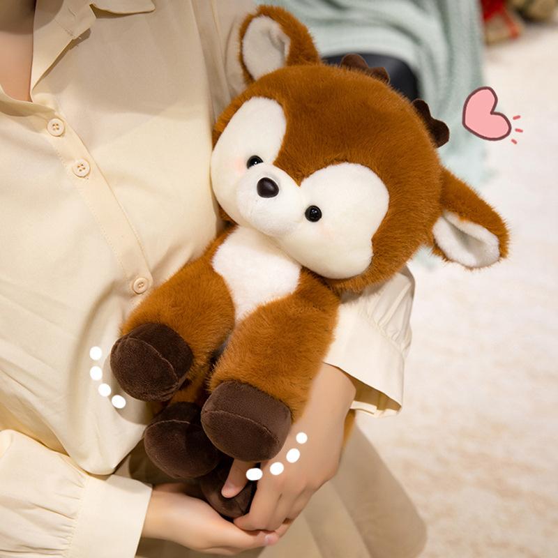 Cute Party Style Deer Doll Sitting Posture Deer Plush Toy Children's Companion Doll Birthday Gift