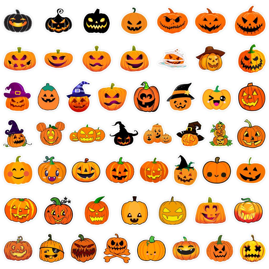 50 Halloween Pumpkin Lantern Graffiti Stickers Suitcase Car Laptop Skateboard Waterproof Decorative Stickers