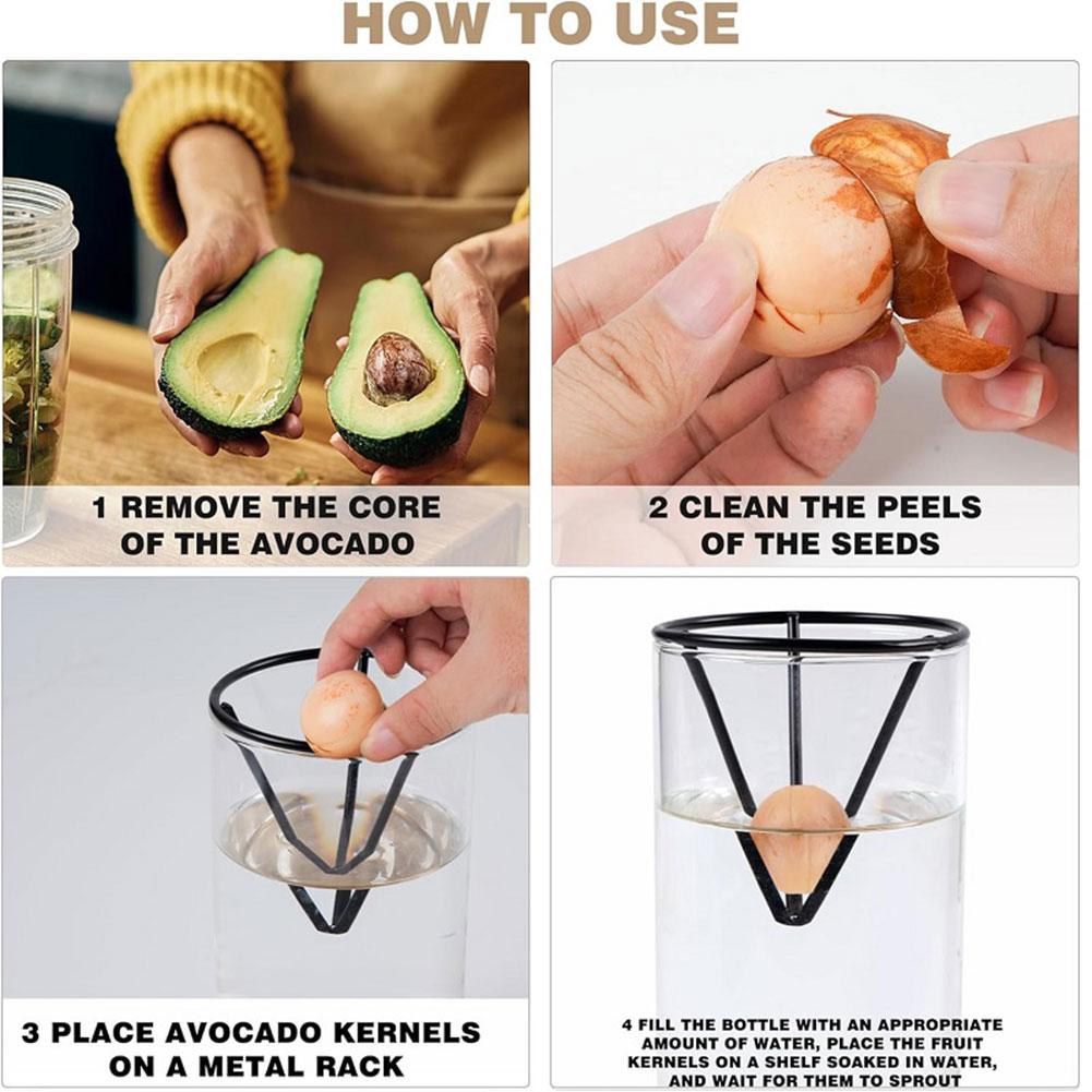 4 Pcs Avocado Seed Starter Rack Triangular Metal Bracket Avocado Growing Triangular Holder for Mason Jar of Wide-Mouth