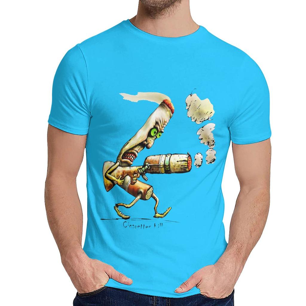 Streetwear Cigarettes Kill T Shirt Men Crazy Organic Cotton Camiseta Crewneck
