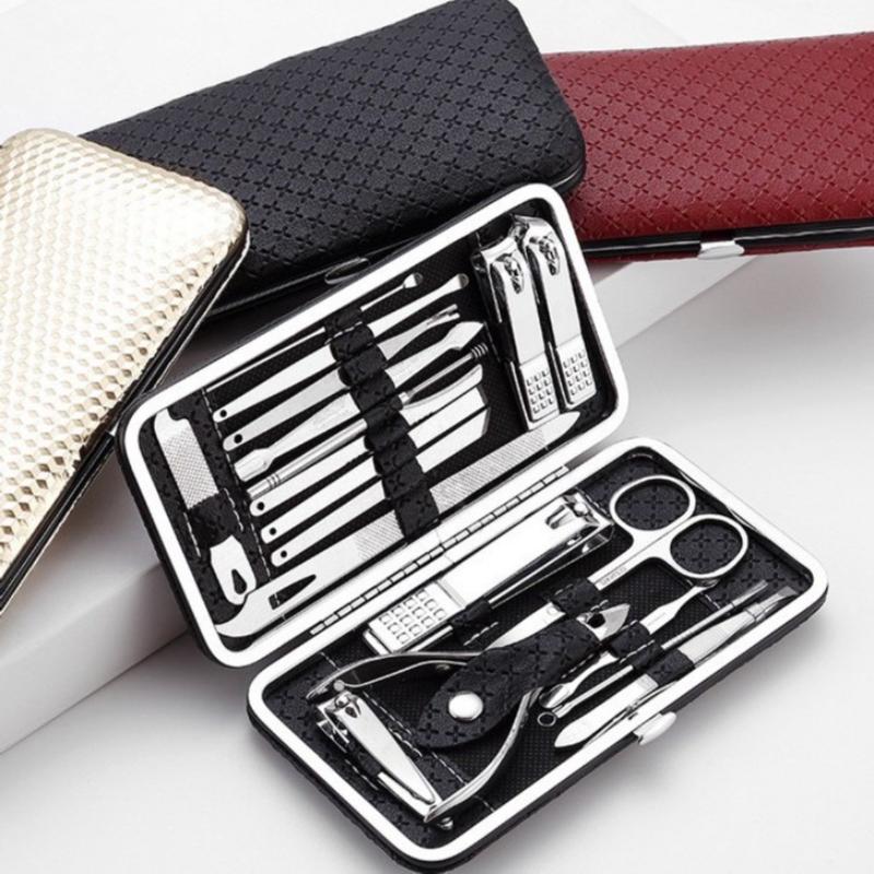 8/19Pcs Home Nail Clipper Set Large Dead Skin Pliers Diagonal Small Eyebrow Clipper With Leather Sleeve For Personal Grooming
