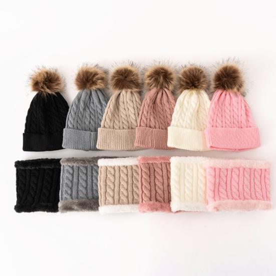 Set 3 Bucăți/Set Pălărie Fular Mănuși Femei Culoare Solidă Decor Pompom Pluș Pălărie Textură Răsucită Căptușeală Fleece Încălzitor Gât Set Mănuși