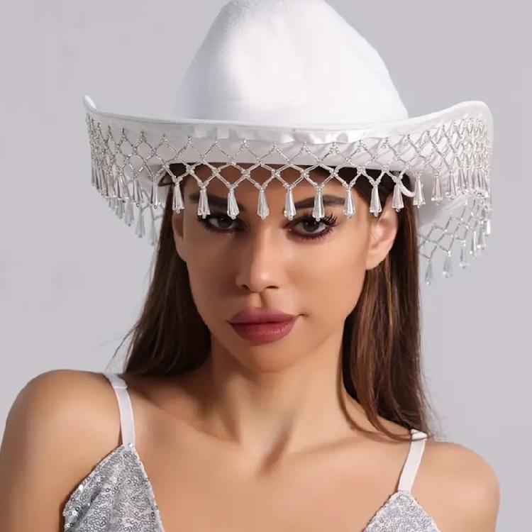 Fringed Drop Cowboy Hat Music Festival Hat Birthday Party Headwear Beach Sun Hat