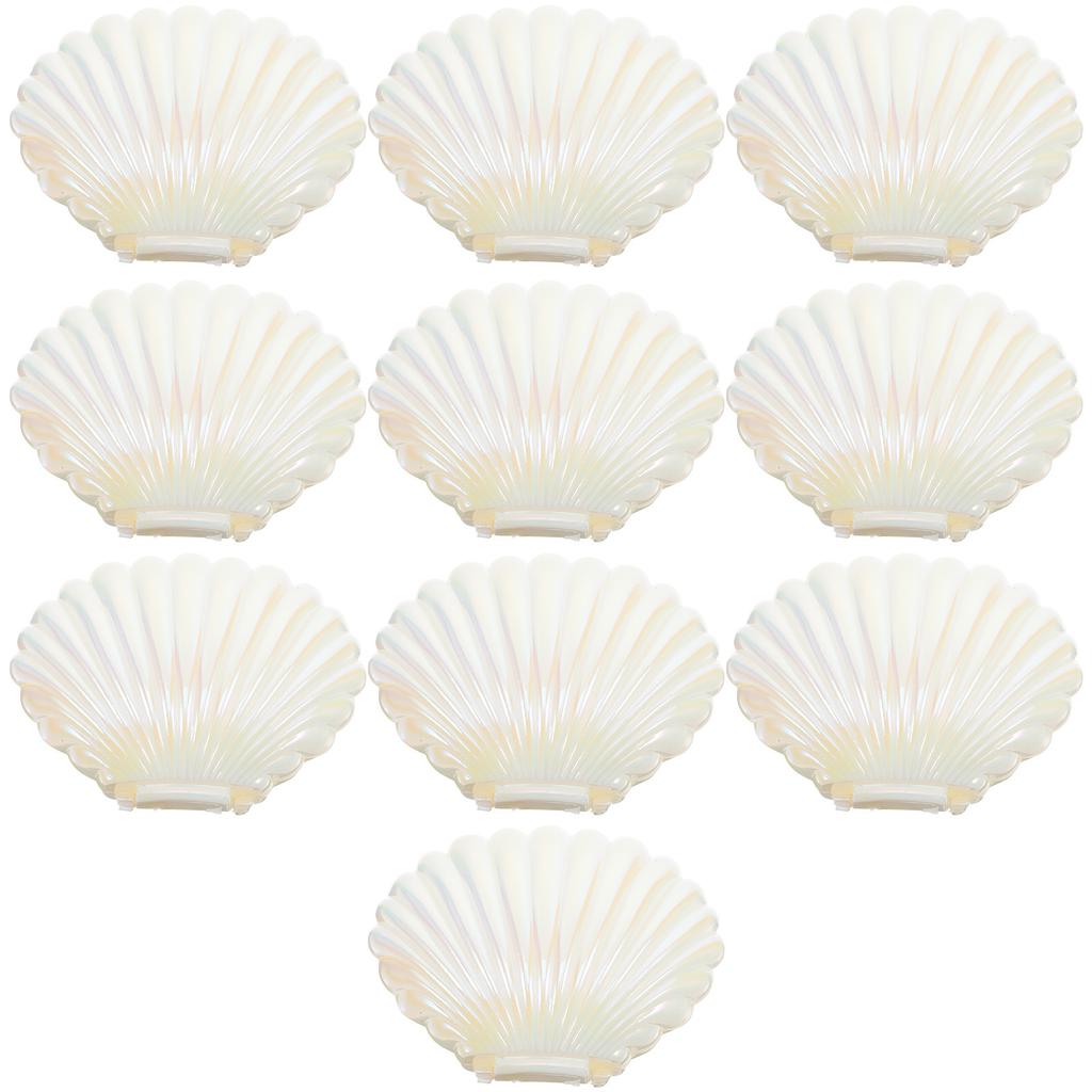 10Pcs Shell Candy Box Iridescent Plastic Favor Containers Wedding Bridal Shower Beach Party Treat Containers Shell Jewelry Box