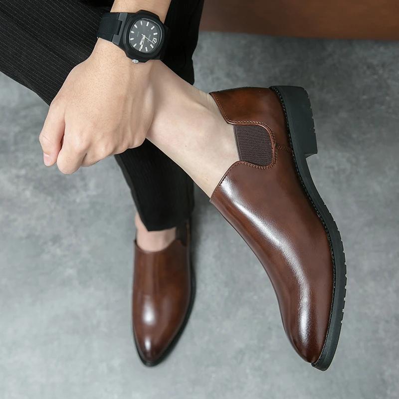 Spring Soft-soled Business Leather Shoes for Man Dress Shoes Men Causal Shoes Slip On Black Loafers Men Fashion Wedding Office