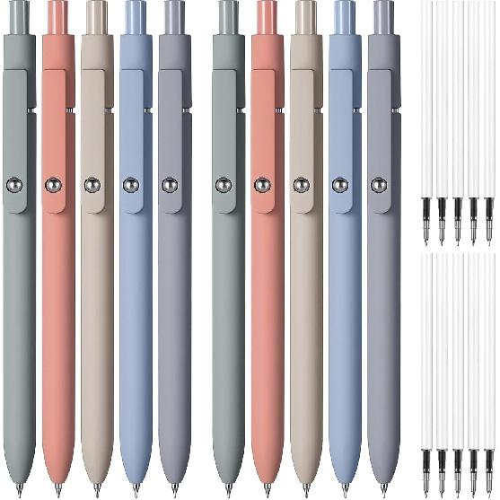 Thenshop Gel Ink Pen Retractable Ballpoint Pens with 0.5 mm Black Click Refill Smooth Writing Cute Quick Dry Fine Point Piloting Aesthetic(20