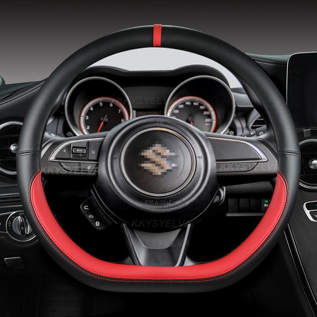 Microfiber Leather D Shape 38cm Car Steering Wheel Cover For Suzuki Swift 2017 2018 Sport Auto Accessories
