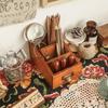 Wooden Desktop Organizer: Remote Holder & Stationery Box for Office or Makeup Brushes