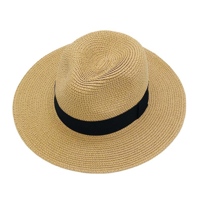 Windbreak Rope, Seaside Travel, Sunshade, Sunscreen, Straw Top Hat, Velcro Sweat Belt, Flat Brim, Large Brim, Breathable And Comfortable
