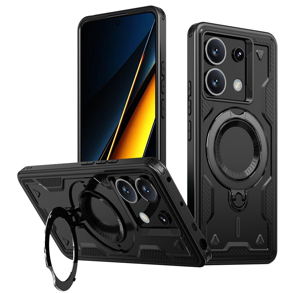 For Xiaomi Poco X6 5G Case Compatible with MagSafe Military Protection PC+TPU Kickstand Phone Cover