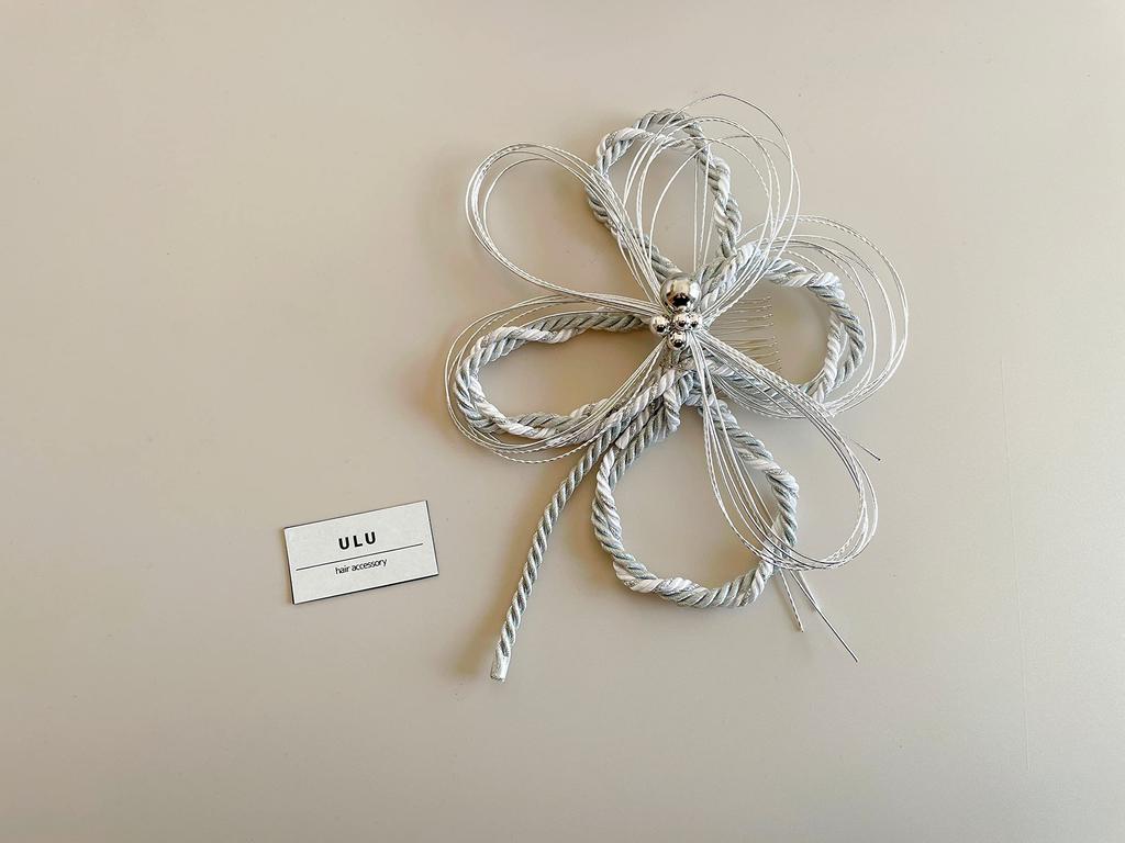 Japanese Hair Mizuhiki White and Graduation Wedding Head Dress Ornament, Ornament, Silver, Kumihimo, Mizuhiki, Coming-of-Age Ceremony, Ceremony,