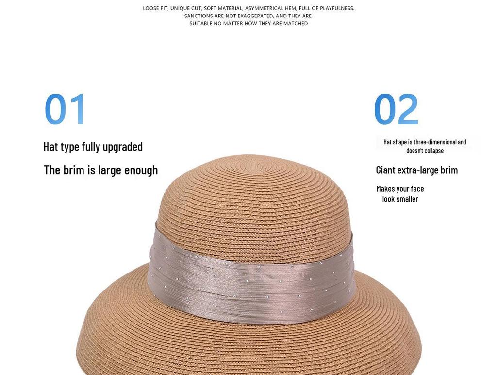 High-End Hepburn Style Raffia Sun Hat for Women - Elegant Summer Travel Accessory