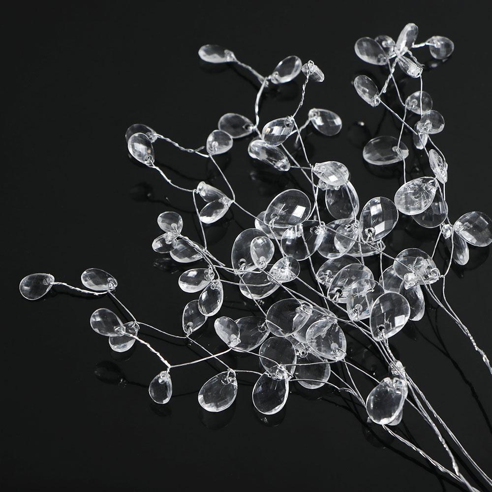 50 PCS 15cm White Crystal Bud Branches Artificial Flower Branches for Wedding Party Home Decor Floral Crafts