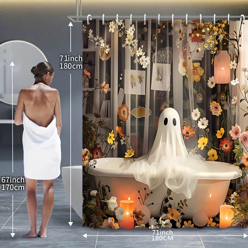 Ensemble de salle de bain récif corallien sous-marin enchanteur - Rideau de douche imperméable, Housse de couvercle de toilette, Tapis de bain et Tapis contour