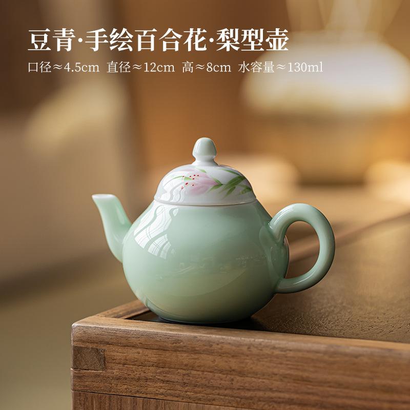 

130ml Pure Hand-painted Lily Flower Teapot Ancient Tea Infuser Pot Household Tea Maker Kettle With Filter Chinese Tea Set Craft