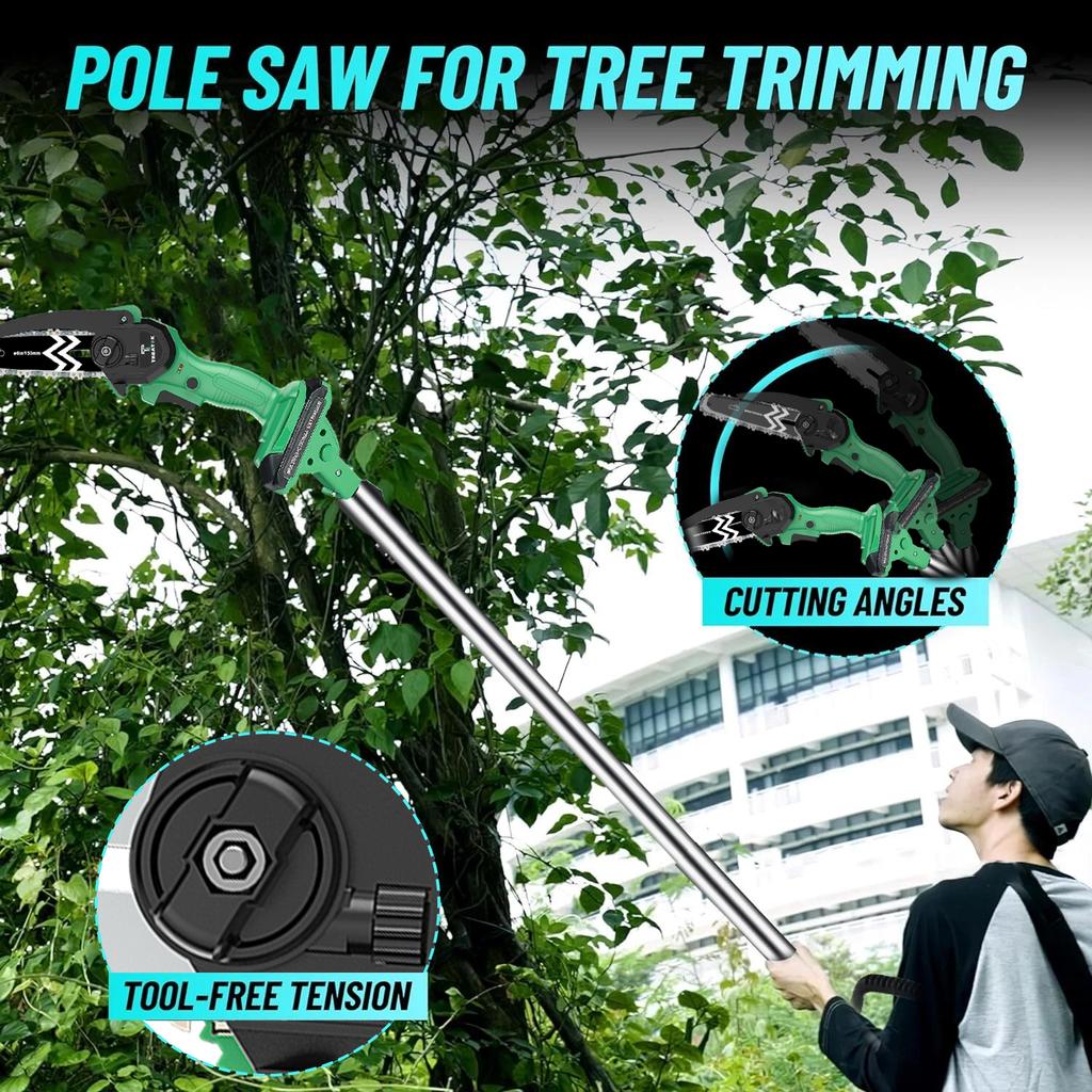 20V Cordless 2 In 1 Pole Saw DIY Grade Chainsaw with Long Pole for Wood Cutting Local EU Warehouse