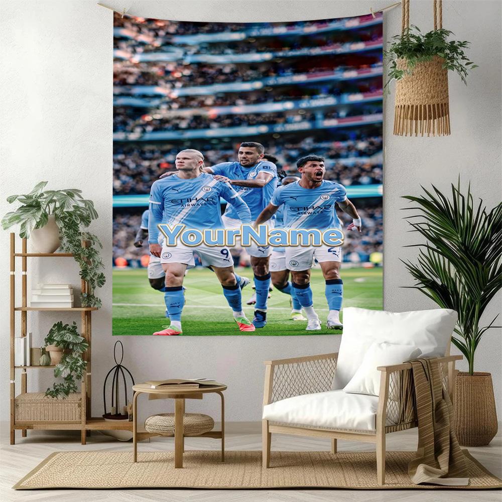 Manchester City Custom Your Name Wall Decor Tapestry Art For Pet Memorial Birthdaywedding Party Backdrop Family Gift