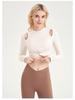 U-Back Long Sleeve Yoga Top with Semi-Fixed Teardrop Cups - Breathable, Quick-Drying Fitness Wear for Autumn & Winter